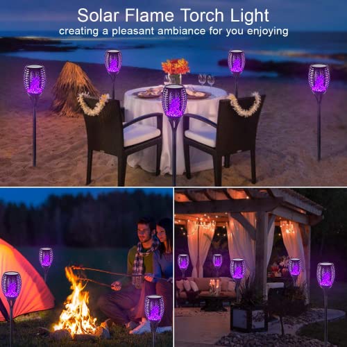 EOYIZW Solar Lights Outdoor- 99LED Purple Solar Lights for Halloween Decorations Outside Lights, Solar Torch Light Landscape Decoration Solar Garden Lights for Yard Patio Garden