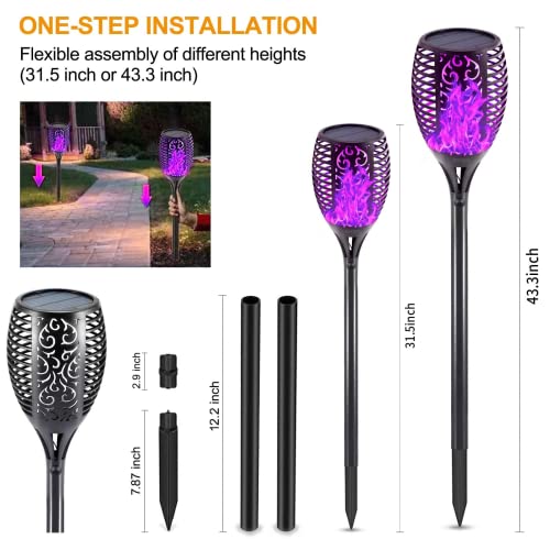 EOYIZW Solar Lights Outdoor- 99LED Purple Solar Lights for Halloween Decorations Outside Lights, Solar Torch Light Landscape Decoration Solar Garden Lights for Yard Patio Garden