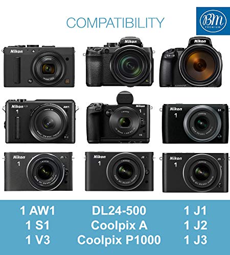 BM Premium Pack of 2 ENEL20, EN-EL20a Batteries and USB Dual Battery Charger for Nikon Coolpix P950, P1000, DL24-500, Coolpix A, 1 AW1, 1 J1, 1 J2, 1 J3, 1 S1, 1 V3 Digital Camera