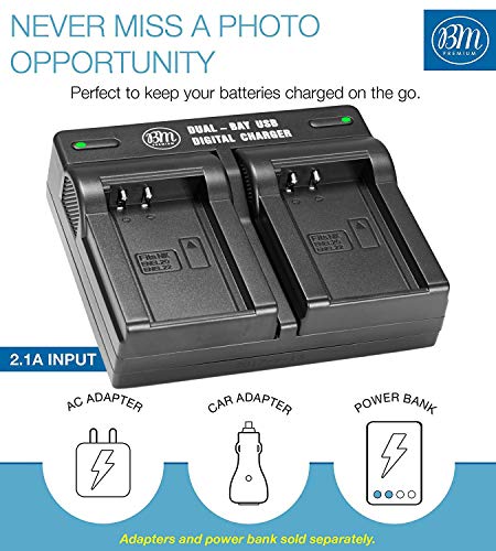 BM Premium Pack of 2 ENEL20, EN-EL20a Batteries and USB Dual Battery Charger for Nikon Coolpix P950, P1000, DL24-500, Coolpix A, 1 AW1, 1 J1, 1 J2, 1 J3, 1 S1, 1 V3 Digital Camera