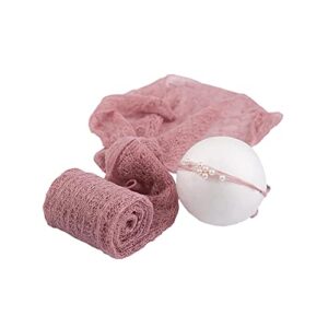 newborn boys girl photography strech wraps props infant baby photos shoot wraps blanket + headband outfits set