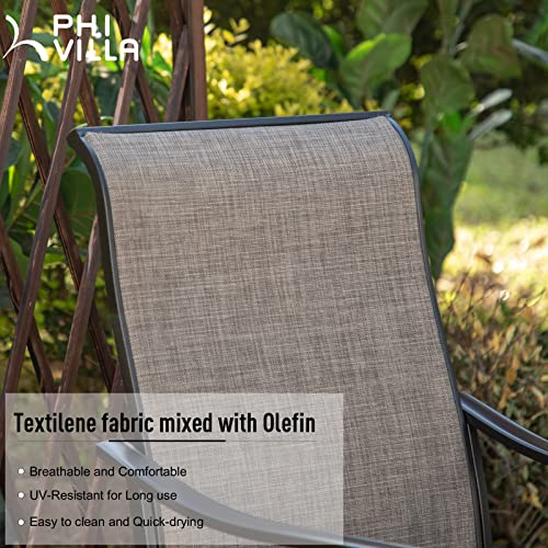 PHI VILLA Patio Swivel Dining Chairs Set of 8 Outdoor Kitchen Garden Metal Chair with Textilene Mesh Fabric, Patio Furniture Gentle Rocker Chair, Black Frame