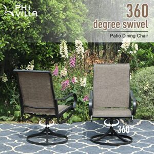 PHI VILLA Patio Swivel Dining Chairs Set of 8 Outdoor Kitchen Garden Metal Chair with Textilene Mesh Fabric, Patio Furniture Gentle Rocker Chair, Black Frame