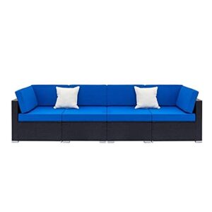 zlxdp patio furniture set fully equipped weaving rattan sofa set with 2pcs corner sofas & 2pcs single sofas – woven rattan