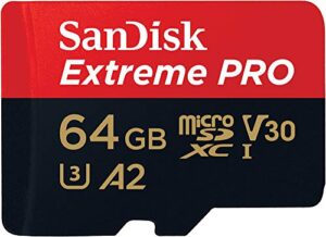 sandisk 64gb extreme pro® microsd™ uhs-i card with adapter c10, u3, v30, a2, 200mb/s read 90mb/s write sdsqxcu-064g-gn6ma