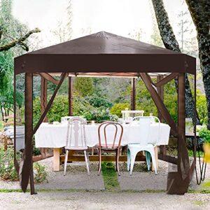 LONABR 10’ X 10’ Pop Up Gazebo with Mosquito Netting Outdoor Hexagonal Pop Up Tent Backyard Tent Canopy with Net, Garden, Outdoor Canopy for Patio with Storage Bag
