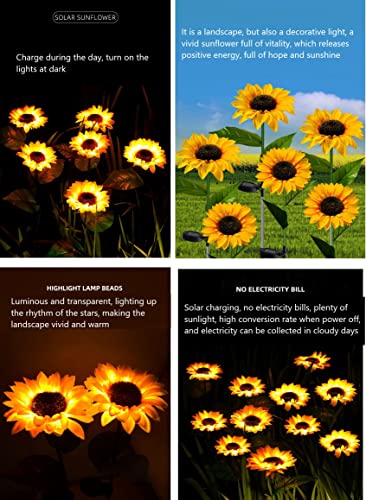 SLXTOU Led Solar Sunflower Flower Light, Outdoor Garden Garden Decoration Light, Lawn Plug-in Light