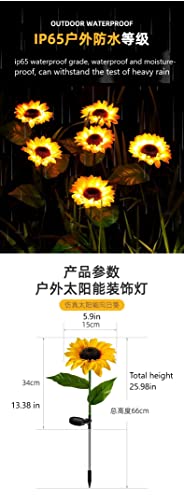 SLXTOU Led Solar Sunflower Flower Light, Outdoor Garden Garden Decoration Light, Lawn Plug-in Light