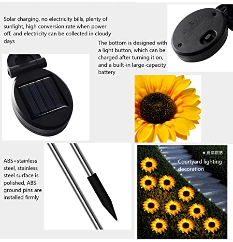 SLXTOU Led Solar Sunflower Flower Light, Outdoor Garden Garden Decoration Light, Lawn Plug-in Light