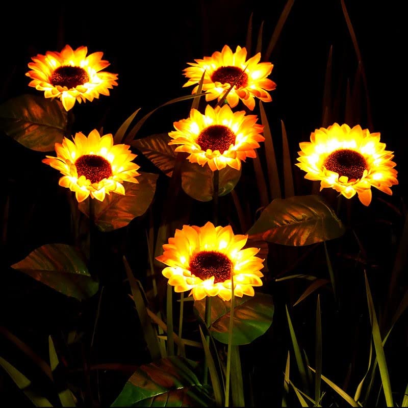 SLXTOU Led Solar Sunflower Flower Light, Outdoor Garden Garden Decoration Light, Lawn Plug-in Light