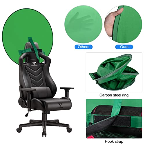 Portable Webcam Background, 75cm Collapsible Green Background for Video Chats, Zoom, Skype, Video, Photo, Single-Side Chromakey Green Screen for Chair