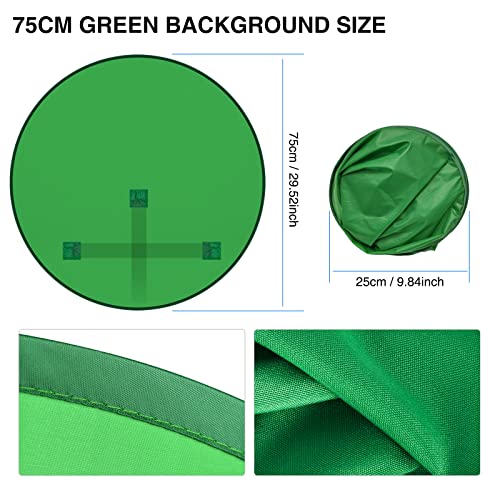 Portable Webcam Background, 75cm Collapsible Green Background for Video Chats, Zoom, Skype, Video, Photo, Single-Side Chromakey Green Screen for Chair