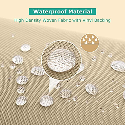 SunPatio Outdoor Table and Chairs Cover Round, Heavy Duty Waterproof Patio Furniture Set Cover Large, All-Weather Protection Outdoor Furniture Cover for Patio Furniture, 84" Dia x 30" H, Beige