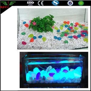 Glow in The Dark Pebbles (500pcs White Glows Blue) - Indoor Outdoor Garden Stones Moonlight Yard Plant Decorations Fish Tank Aquarium Rocks Solar Backyard LED Decor