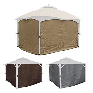 APEX GARDEN Four-Side Privacy Side Wall Curtain Set for 10-ft x 12-ft Gazebo (Beige)