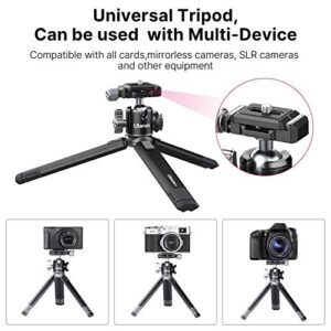 Portable Desktop Mini Tripod PICTRON MT-24 Compact Camera Tripod Aluminum Alloy with 360° Ball Head,1/4 inches Quick Release Plate for DSLR Camera Video Camcorder, Load up to 11lbs/5kg