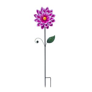 Metal Flower Garden Stake Decor,37" Flower Garden Stake for Outdoor Home Garden Backyard Lawn Pathway Patio Flower Stick Decor,Pink