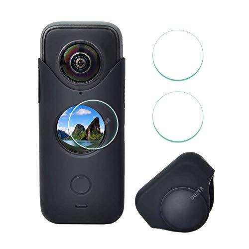 Screen Protector for Insta360 ONE X2 + Black Rubber Sleeve,ULBTER Silicone Protective Case for Insta 360 ONE X2 Panoramic Action Camera Accessory