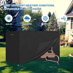 VANSHEIM 4 Seater Garden Swing Cover Outdoor Swing Chair Bench Covers Garden Hammock Cover Swing Seat Cover Waterproof Heavy Duty Rip Proof Water Resistance Dust Proof Oxford Polyester 98.4"x59"x62.9"