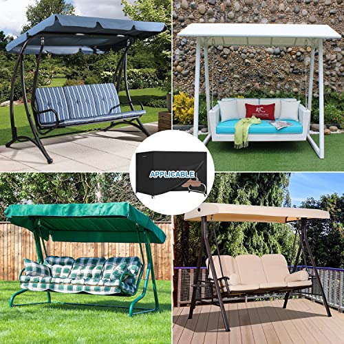 VANSHEIM 4 Seater Garden Swing Cover Outdoor Swing Chair Bench Covers Garden Hammock Cover Swing Seat Cover Waterproof Heavy Duty Rip Proof Water Resistance Dust Proof Oxford Polyester 98.4"x59"x62.9"