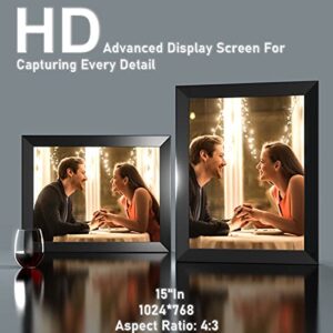 Digital Photo Frame 15-inch WiFi Digital Picture Frame - Large Digital Photo Frames, Touch Screen, 16GB, Share Photos and Videos Via App or Email, Wall Mountable Home Dector, Birthday Gifts for Wife