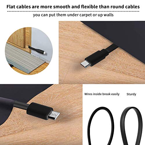 2 Pack 16.4FT Power Extension Cable for WyzeCam,WyzeCam Pan,KasaCam Indoor,NestCam Indoor, Blink,Amazon Cloud Cam, USB to Micro USB Durable Charging and Data Sync Cord (Black)