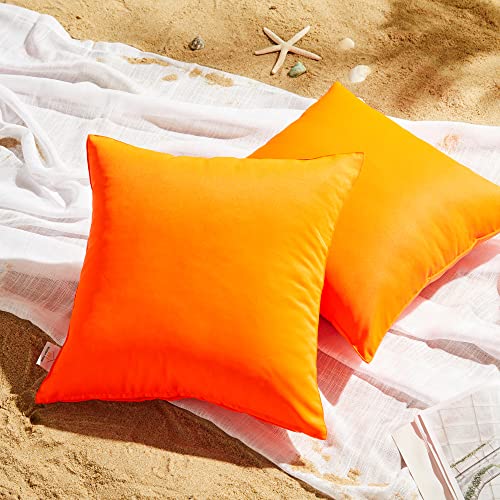 Western Home Outdoor Pillow Covers 20x20 Waterproof, Patio Throw Pillow Covers Cushions Bed Covers for Couch Garden Tent Park - Pack of 2 Pillow Covers Burnt Orange