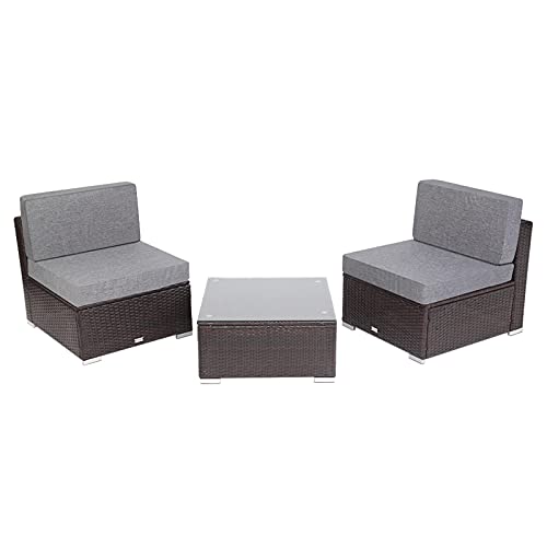 ZLXDP 3 Pieces Patio PE Wicker Rattan Sofa Set Patio Furniture Set