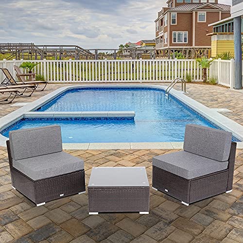 ZLXDP 3 Pieces Patio PE Wicker Rattan Sofa Set Patio Furniture Set