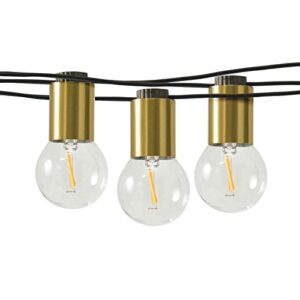 brightech glow led string lights – 26 ft commercial grade patio lights with brass accents – outdoor waterproof globe string light for backyard, garden