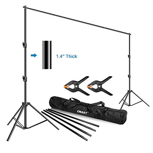 EMART Photo Video Studio Backdrop Stand, 10 x 12ft Heavy Duty Adjustable Photography Muslin Background Support System Kit