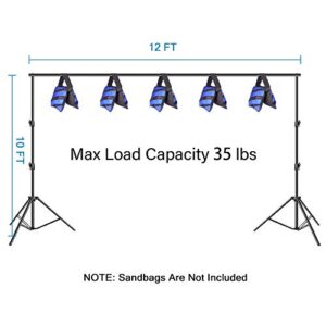 EMART Photo Video Studio Backdrop Stand, 10 x 12ft Heavy Duty Adjustable Photography Muslin Background Support System Kit