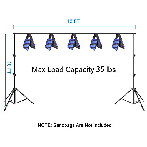 EMART Photo Video Studio Backdrop Stand, 10 x 12ft Heavy Duty Adjustable Photography Muslin Background Support System Kit
