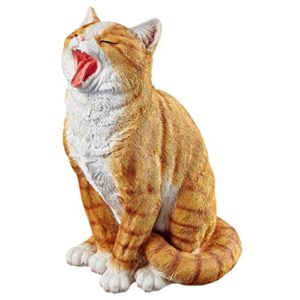design toscano qm2158270 lazy daze kitty yawning cat garden décor statue, orange tabby