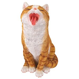 Design Toscano QM2158270 Lazy Daze Kitty Yawning Cat Garden Décor Statue, Orange Tabby