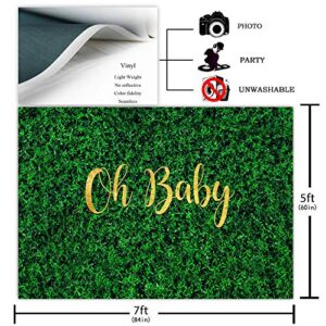 Avezano Oh Baby Green Leaves Backdrop for Baby Shower Decoration 7x5ft Greenery Nature Spring Safari Rustic Lawn Pregnancy Party Gender Reveal Birthday Party Banner Photoshoot Background