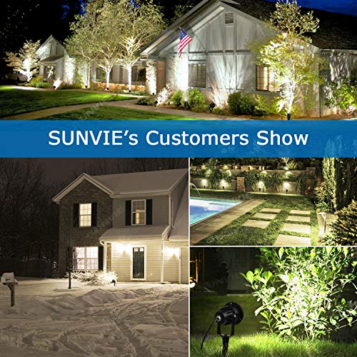 SUNVIE 12W Low Voltage Landscape Lighting (AC/DC 12V) Waterproof Landscape Lights Ultra Warm Pathway Walls Trees Flags Outdoor Spotlights with Spike Stand (2 Pack)