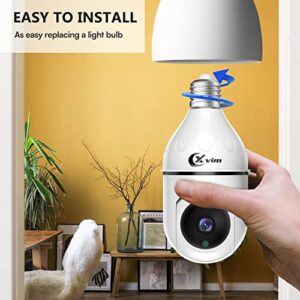 XVIM Wireless Camera, 3MP Light Bulb Security Camera with 32G SD Card, 360° Surveillance Camera Night Vision Motion Detection Remote Access