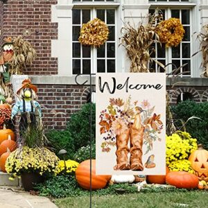 Balgardekor Welcome Boots Garden Flag Cowboys Flag Cowgirl themed garden flag decorative Flag Vertical Double Sided Flower Bird Spring Summer Autumn Fall Yard Outdoor Decor 12.5 x 18 Inches(Welcome Boots)