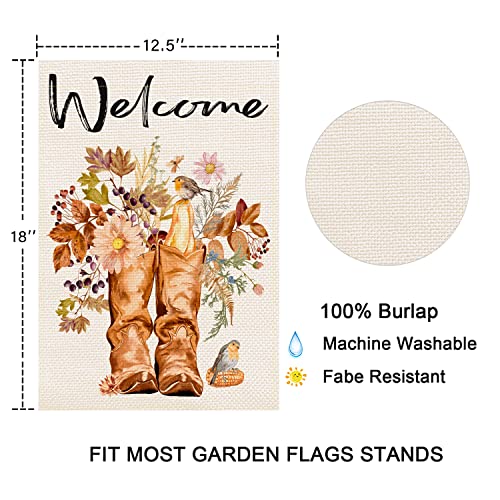 Balgardekor Welcome Boots Garden Flag Cowboys Flag Cowgirl themed garden flag decorative Flag Vertical Double Sided Flower Bird Spring Summer Autumn Fall Yard Outdoor Decor 12.5 x 18 Inches(Welcome Boots)