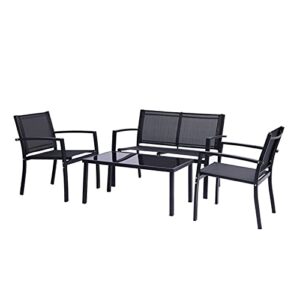 acquire 4 pieces patio furniture set outdoor garden patio conversation sets poolside lawn chairs with glass coffee table porch furniture