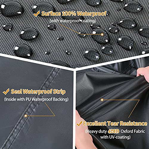 DMGOI Patio Furniture Cover Waterproof Outdoor Furniture Cover for Table and Chairs Set, 420D Waterproof Cover with 4 Windproof Buckles Fits for 12 Seats (124''Lx63''Wx29''H)