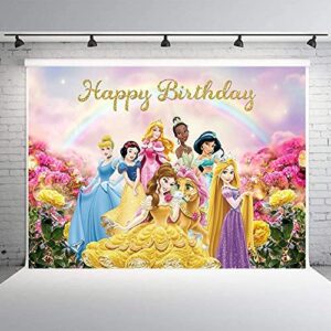 GCH Princess Themed Backdrop Colorful Princess for Girl Photography Background Baby Shower Princess Birthday Background (5X3FT)