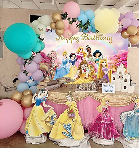 GCH Princess Themed Backdrop Colorful Princess for Girl Photography Background Baby Shower Princess Birthday Background (5X3FT)