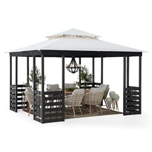 summercove brook park outdoor patio steel frame 11 x 13 ft. 2-tier soft top gazebo with white canopy roof for garden, backyard, and lawn activities