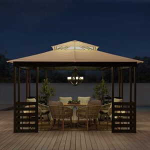 SummerCove Brook Park Outdoor Patio Steel Frame 11 x 13 ft. 2-Tier Soft Top Gazebo with White Canopy Roof for Garden, Backyard, and Lawn Activities