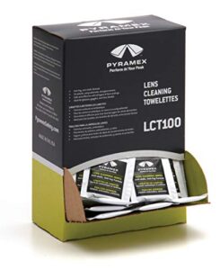 pyramex safety individually packaged lens cleaning towelettes, no streaks, 100 piece