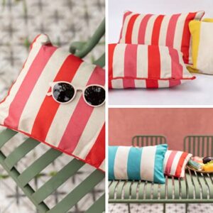 ABOUND LIFESTYLE Insert Included Outdoor Pillows Waterproof, Striped Outdoor Lumbar Pillow Set of 2, All-Season Cushions for Patio Furniture, Patio Furniture Pillows, Outdoor Throw Pillows (12”x20”)