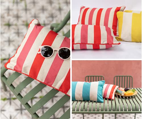 ABOUND LIFESTYLE Insert Included Outdoor Pillows Waterproof, Striped Outdoor Lumbar Pillow Set of 2, All-Season Cushions for Patio Furniture, Patio Furniture Pillows, Outdoor Throw Pillows (12”x20”)