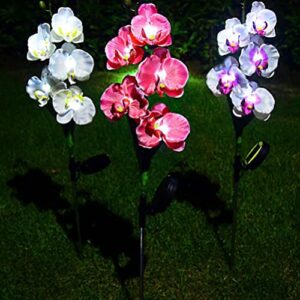 Aolyty Solar Garden Lights Outdoor, IP65 Waterproof Solar Stake Lights Butterfly Orchid Flowers Lights for Lawn Patio Backyard Landscape Party Decorative (Purple, 2 Pack)